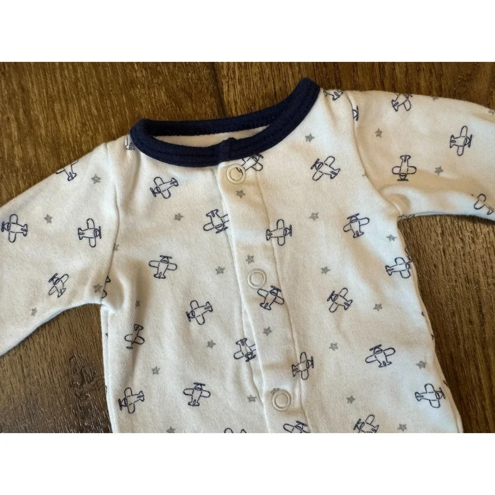 Carters Baby Boy Preemie Outfit One Piece Romper Footless L/S‎ Clothes Airplane